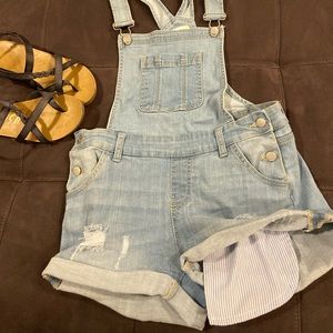 Jean short overalls with pockets
